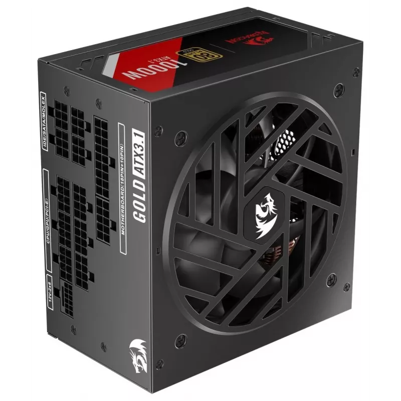 Fonte de alimentação Redragon Master GC-MS03 1000W, 80 PLUS Standard, ATX, não modular, ventoinha 120mm, preto