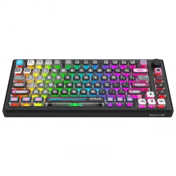 Teclado mecânico Redragon K732MC-RGB-PRO Uranus Pro 82 75%, hot-swappable, RGB, USB-C, preto