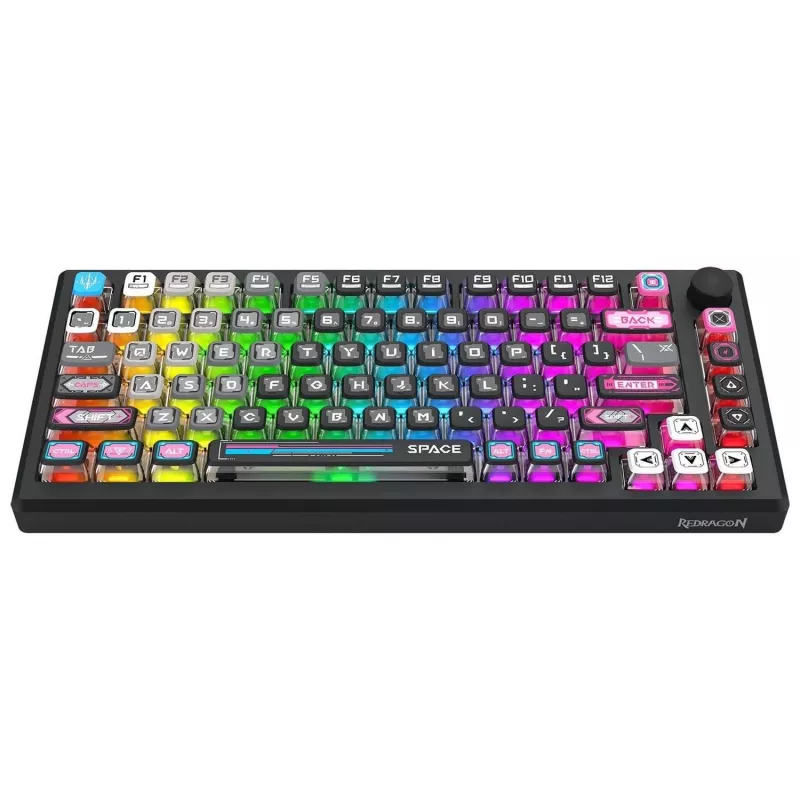 Teclado mecânico Redragon K732MC-RGB-PRO Uranus Pro 82 75%, hot-swappable, RGB, USB-C, preto