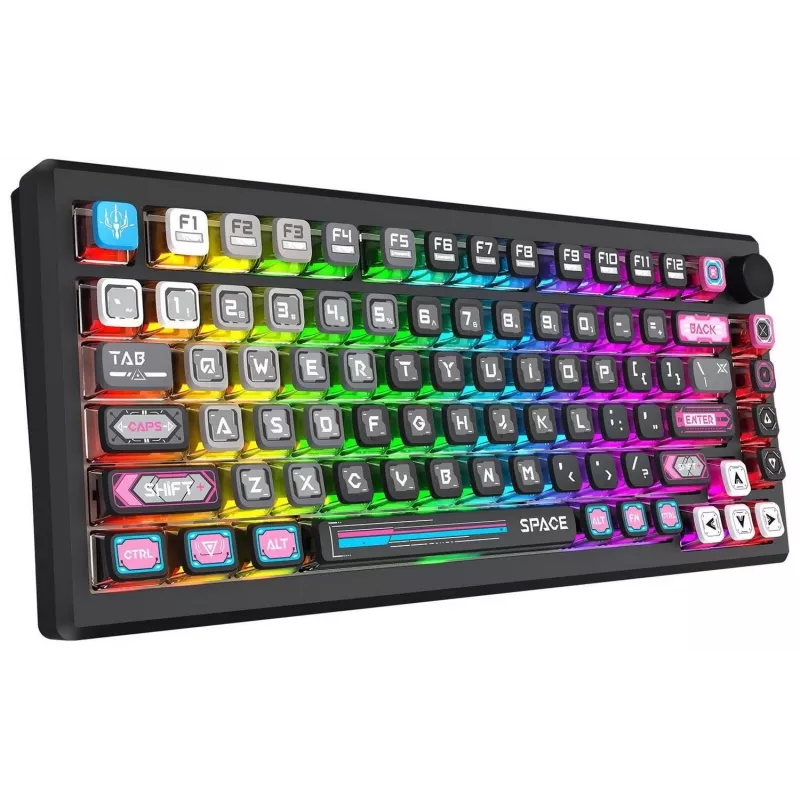 Teclado mecânico Redragon K732MC-RGB-PRO Uranus Pro 82 75%, hot-swappable, RGB, USB-C, preto