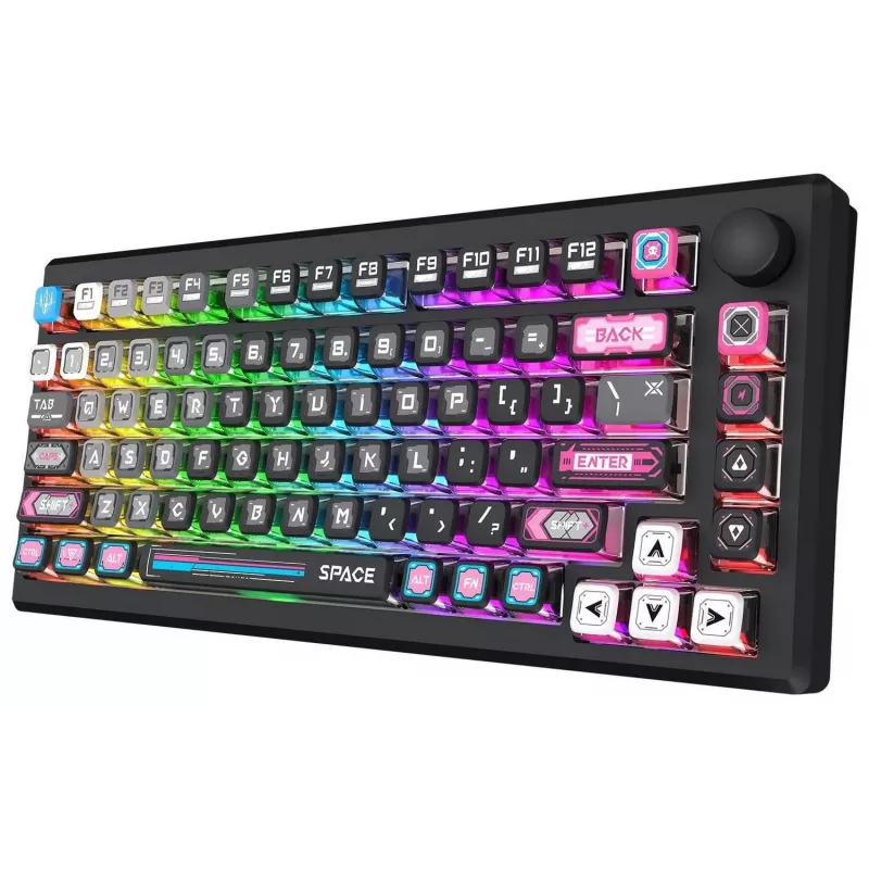 Teclado mecânico Redragon K732MC-RGB-PRO Uranus Pro 82 75%, hot-swappable, RGB, USB-C, preto
