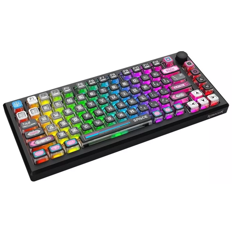 Teclado mecânico Redragon K732MC-RGB-PRO Uranus Pro 82 75%, hot-swappable, RGB, USB-C, preto
