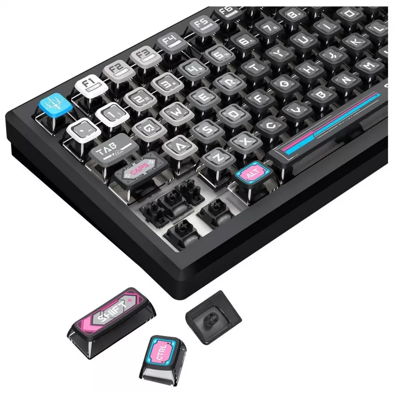 Teclado mecânico Redragon K732MC-RGB-PRO Uranus Pro 82 75%, hot-swappable, RGB, USB-C, preto