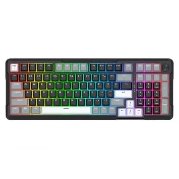 Teclado mecânico Redragon ARLOKKS QMK K742 75% tri-mode, hot-swappable, gasket mount, RGB, preto