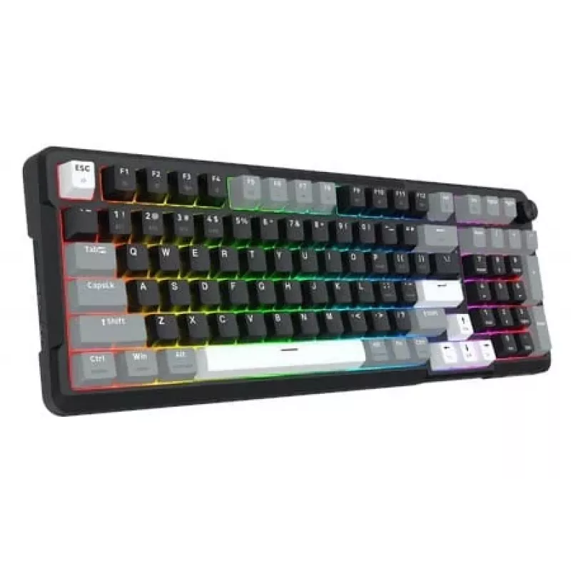 Teclado mecânico Redragon ARLOKKS QMK K742 75% tri-mode, hot-swappable, gasket mount, RGB, preto
