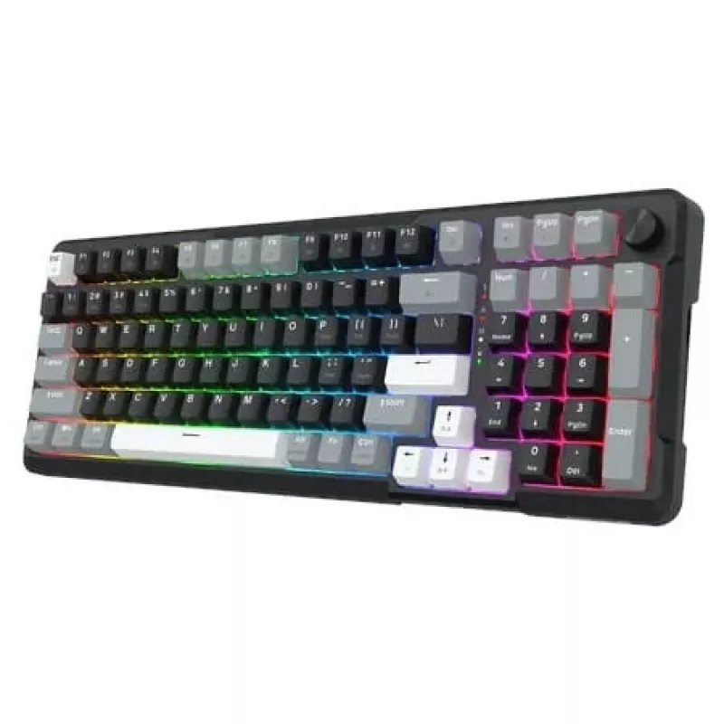 Teclado mecânico Redragon ARLOKKS QMK K742 75% tri-mode, hot-swappable, gasket mount, RGB, preto