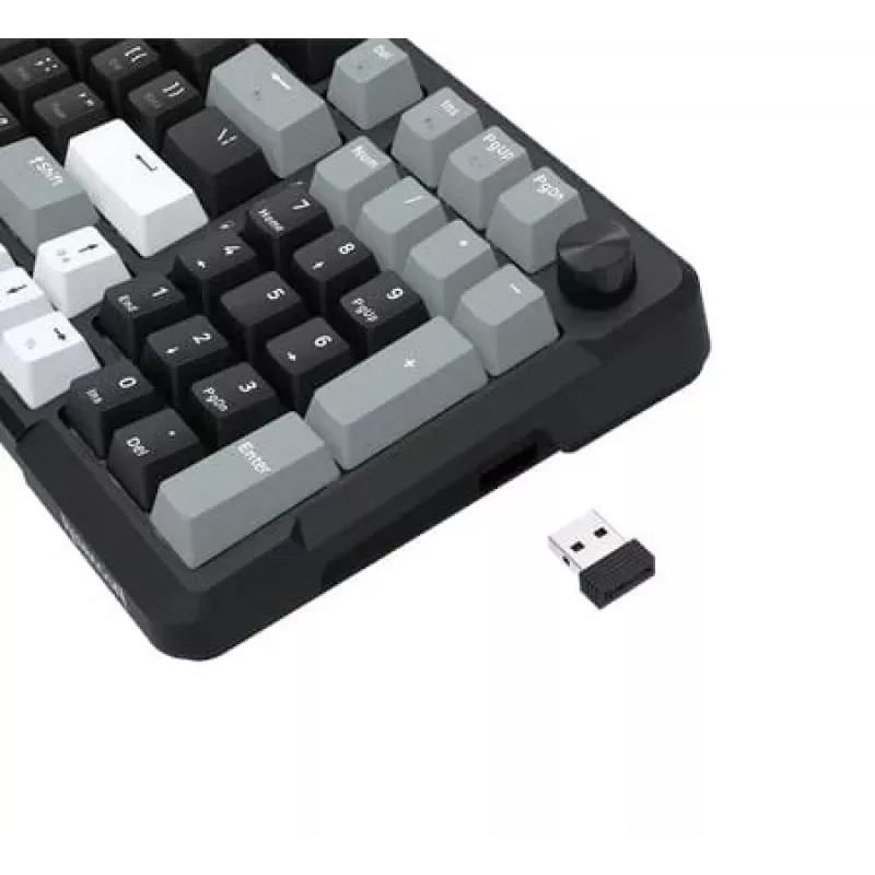 Teclado mecânico Redragon ARLOKKS QMK K742 75% tri-mode, hot-swappable, gasket mount, RGB, preto