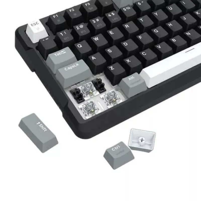 Teclado mecânico Redragon ARLOKKS QMK K742 75% tri-mode, hot-swappable, gasket mount, RGB, preto