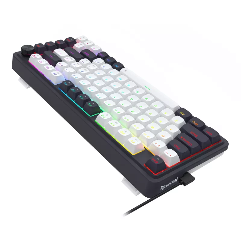 Teclado mecânico gaming Redragon Ucal Magnetic K673WB-RGB-M 75% tri-mode, branco/preto