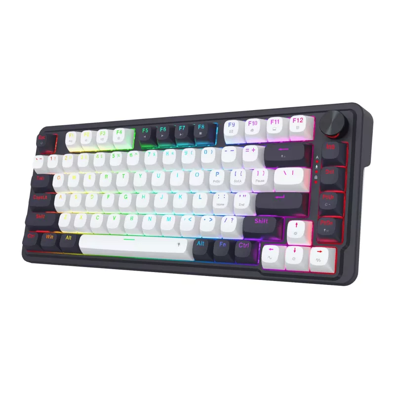 Teclado mecânico gaming Redragon Ucal Magnetic K673WB-RGB-M 75% tri-mode, branco/preto
