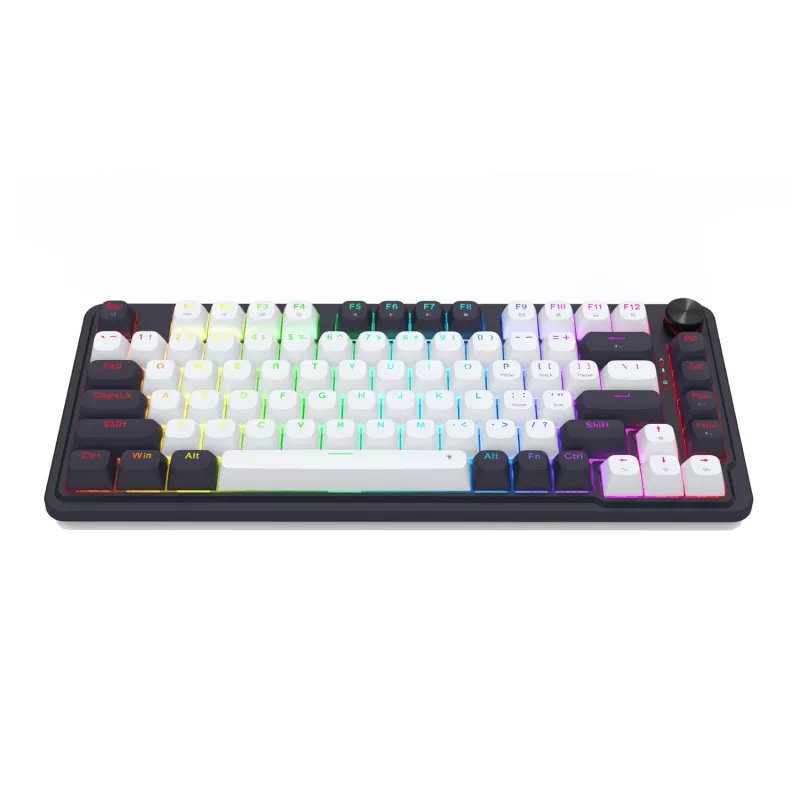 Teclado mecânico gaming Redragon Ucal Magnetic K673WB-RGB-M 75% tri-mode, branco/preto