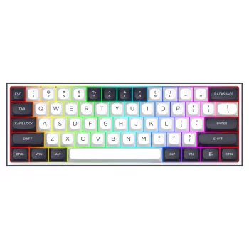 Teclado mecânico Redragon ALCOR QMK K717WB-RGB-PRO, layout 75%, tri-mode, hot-swappable, branco/preto