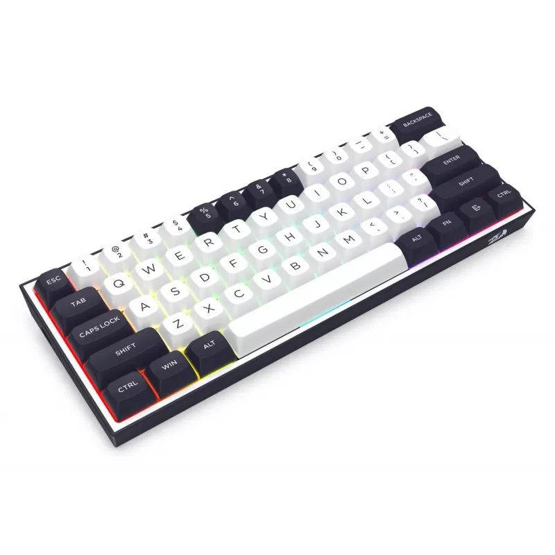 Teclado mecânico Redragon ALCOR QMK K717WB-RGB-PRO, layout 75%, tri-mode, hot-swappable, branco/preto