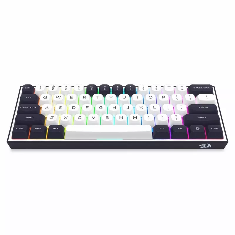 Teclado mecânico Redragon ALCOR QMK K717WB-RGB-PRO, layout 75%, tri-mode, hot-swappable, branco/preto