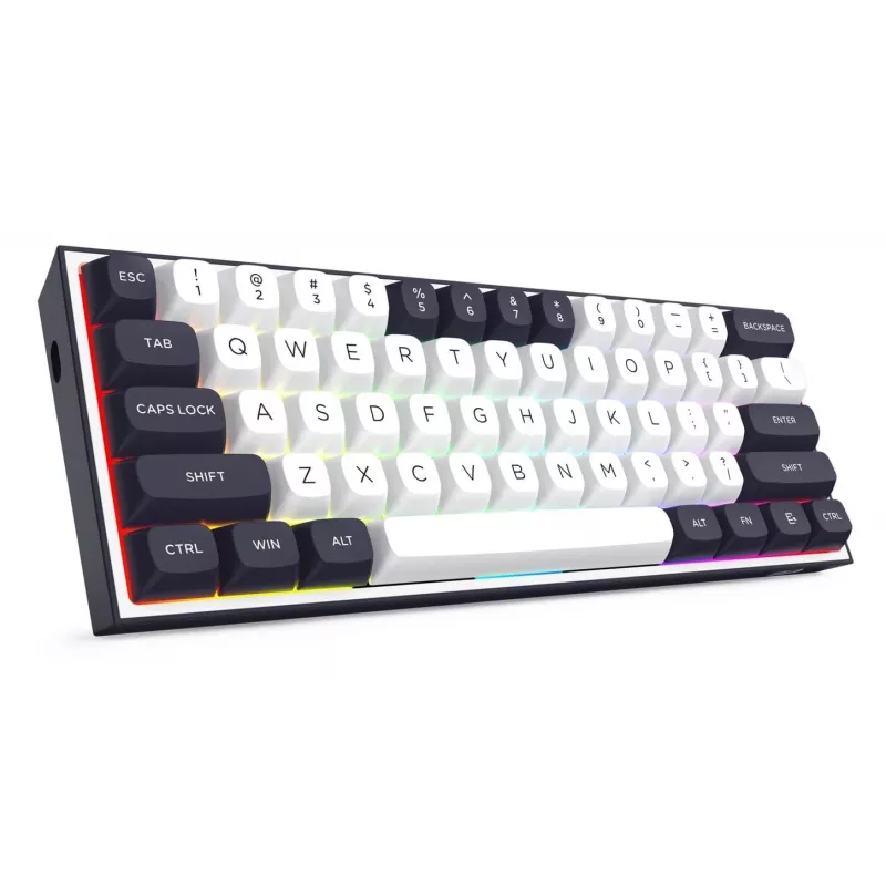 Teclado mecânico Redragon ALCOR QMK K717WB-RGB-PRO, layout 75%, tri-mode, hot-swappable, branco/preto