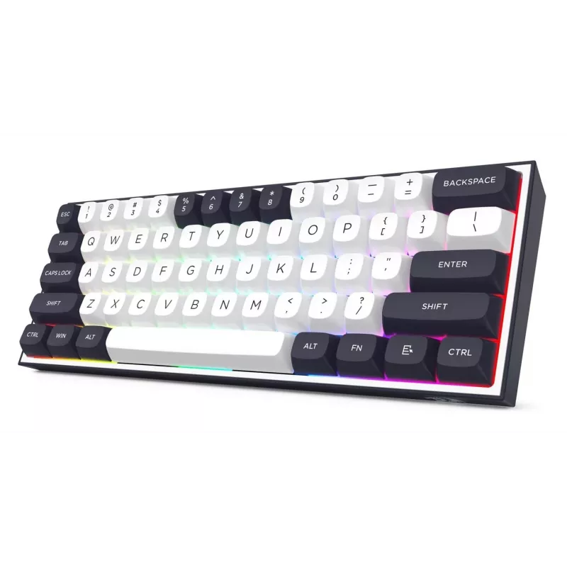 Teclado mecânico Redragon ALCOR QMK K717WB-RGB-PRO, layout 75%, tri-mode, hot-swappable, branco/preto