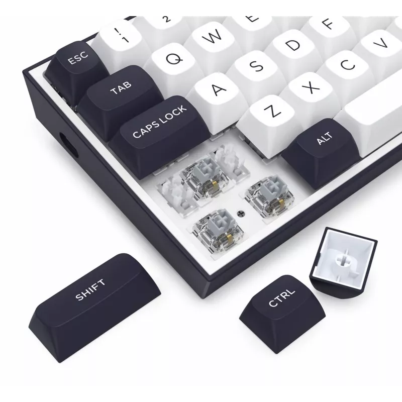Teclado mecânico Redragon ALCOR QMK K717WB-RGB-PRO, layout 75%, tri-mode, hot-swappable, branco/preto