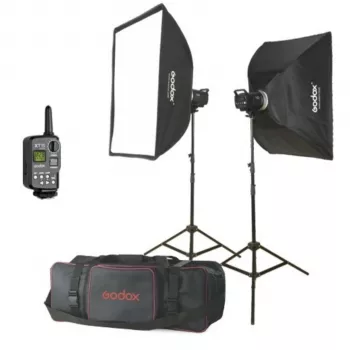 Godox M200-F Kit de flash de estúdio 2x200Ws com softboxes e tripés