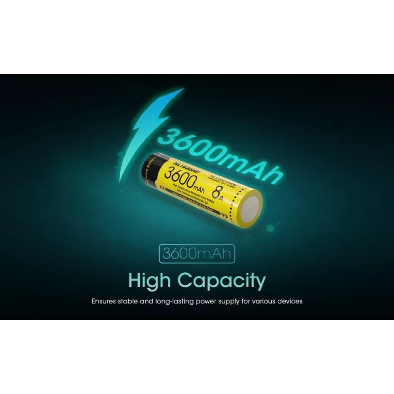 Bateria de iões de lítio Nitecore NL1836HP 3600mAh 18650 Button Top