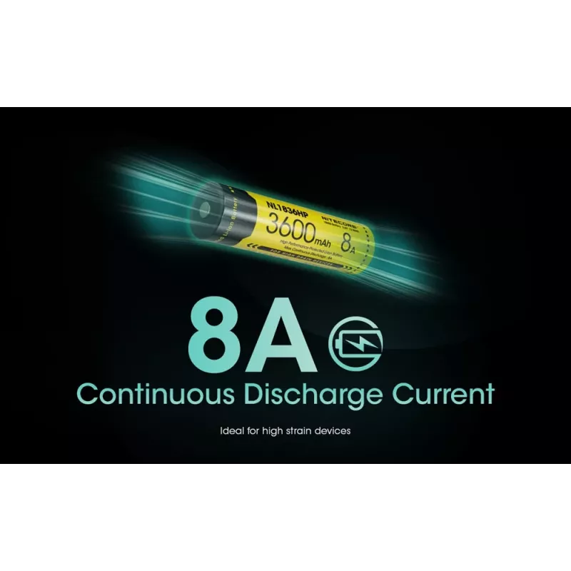 Bateria de iões de lítio Nitecore NL1836HP 3600mAh 18650 Button Top