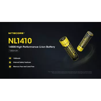Bateria de iões de lítio Nitecore NL1410 14500 1000mAh