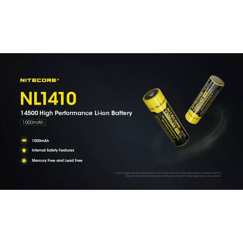 Bateria de iões de lítio Nitecore NL1410 14500 1000mAh