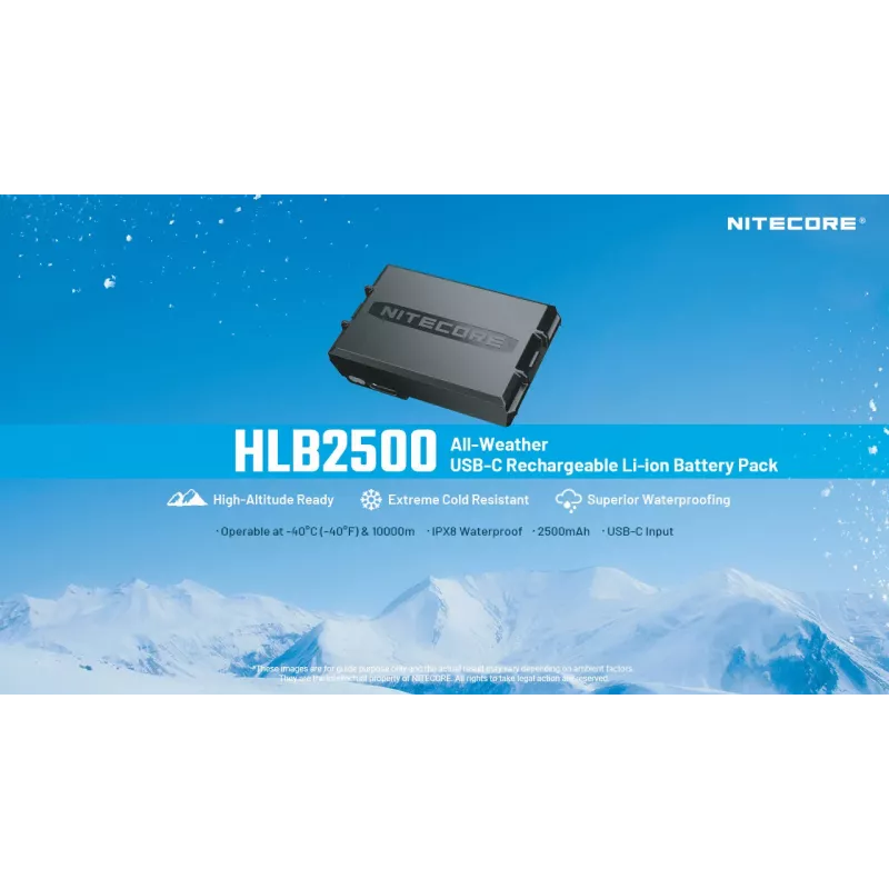 Nitecore HLB2500 2500 mAh pack de bateria de iões de lítio com função de carregamento USB-C