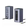 Baseus Nomos NU1 Air Spacemate docking station USB-C 12 em 1, 2x HDMI 4K@60Hz, 2x DP 4K@60Hz, 2x USB-C, 2x USB-A 5Gbps, 2x USB-A 2.0, RJ45 Gigabit Ethernet, cinzento