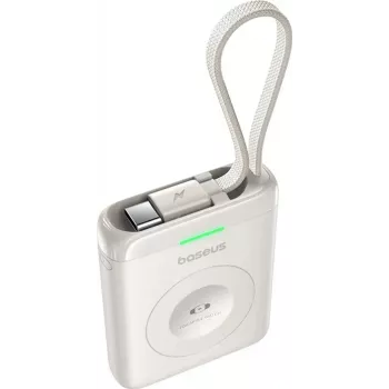 Power bank Baseus EnerFill FW11 5W para Apple Watch com cabo integrado - branco