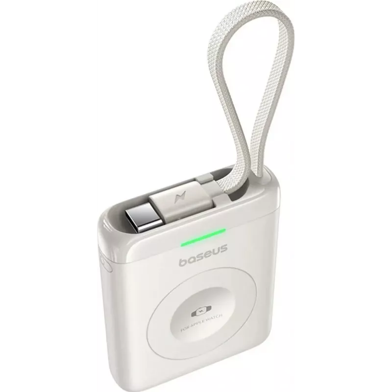 Power bank Baseus EnerFill FW11 5W para Apple Watch com cabo integrado - branco