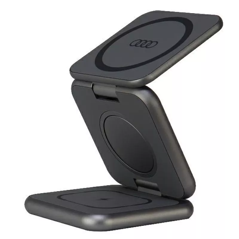 Audi Estação de carregamento sem fios 3 em 1 dobrável cinzento Big Logo AU-MWC3IN1-GT/D1-GY