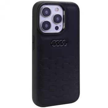 Audi GT Capa rígida em pele sintética para iPhone 15 Pro (6,1 polegadas) - preto