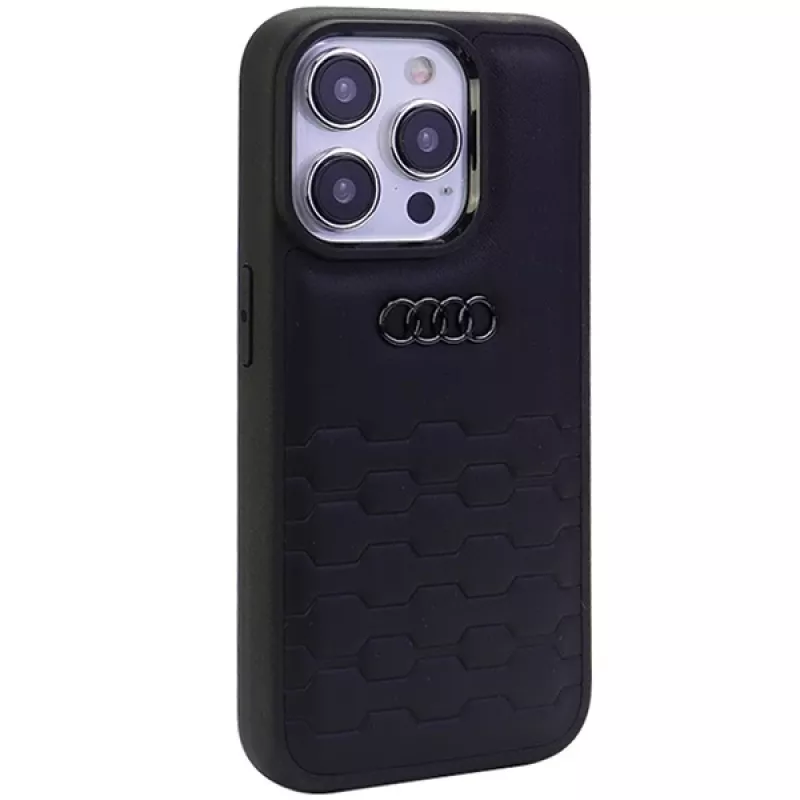 Audi GT Capa rígida em pele sintética para iPhone 15 Pro (6,1 polegadas) - preto