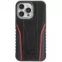 Audi Genuine Leather MagSafe iPhone 14 Pro Max 6.7 Preto-Vermelho Capa rígida