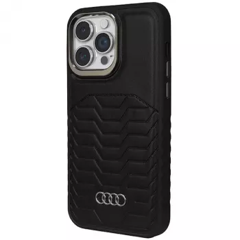 Audi Capa rígida MagSafe em pele sintética para Apple iPhone 14 Pro Max 6,7 polegadas preto