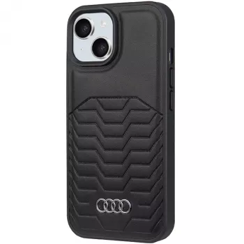 Audi Capa rígida MagSafe em pele sintética para iPhone 15 / 14 / 13 6,1 polegadas preto