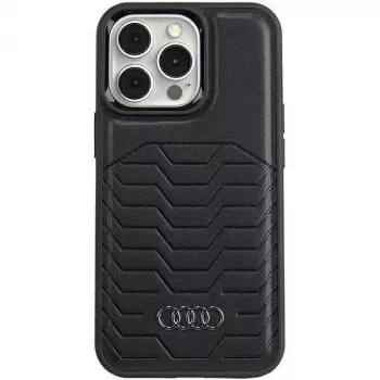 Audi Capa rígida MagSafe em pele sintética iPhone 15 Pro 6.1 preto