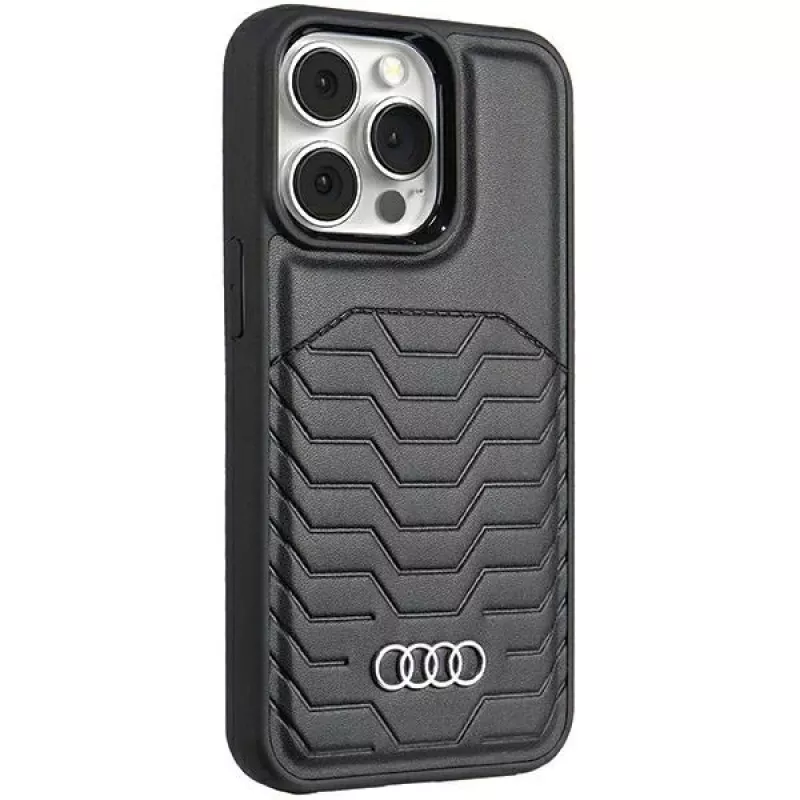 Audi Capa rígida MagSafe em pele sintética iPhone 15 Pro 6.1 preto