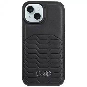 Audi Capa rígida MagSafe em pele sintética para iPhone 15 Plus / 14 Plus 6,7 polegadas - preto