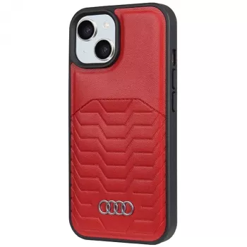 Audi Capa rígida MagSafe em pele sintética para iPhone 15 / 14 / 13 6,1 polegadas - vermelho