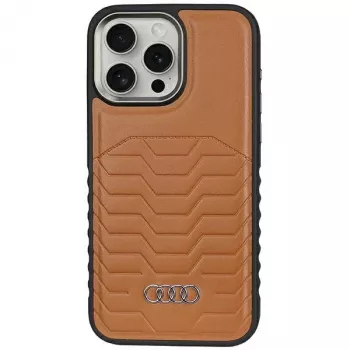Audi Capa rígida MagSafe em pele sintética para Apple iPhone 14 Pro Max 6,7 polegadas castanho