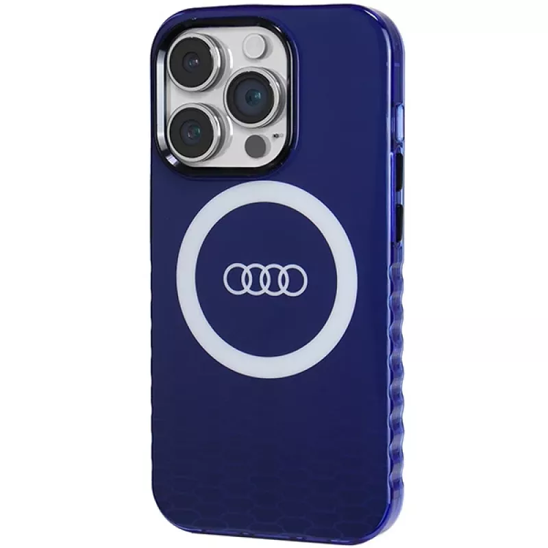 Capa MagSafe Audi IML Big Logo para iPhone 14 Pro 6.1 azul-marinho rígida AU-IMLMIP14P-Q5/D2-BE