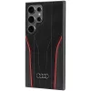 Capa MagSafe Audi em pele genuína para Samsung Galaxy S24 Ultra, preta-vermelha, capa rígida inspirada no R8