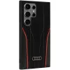 Capa MagSafe Audi em pele genuína para Samsung Galaxy S24 Ultra, preta-vermelha, capa rígida inspirada no R8