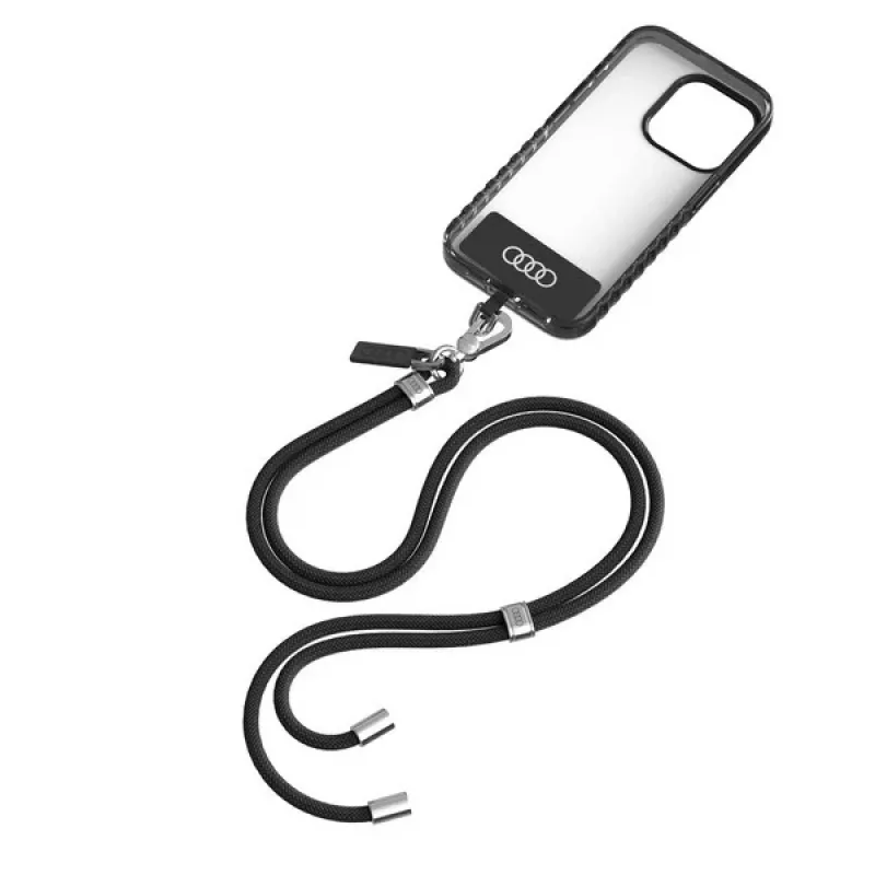 Cordão universal Audi para telemóvel 120cm 6mm crossbody preto AU-CBL6-R8/D1-BK