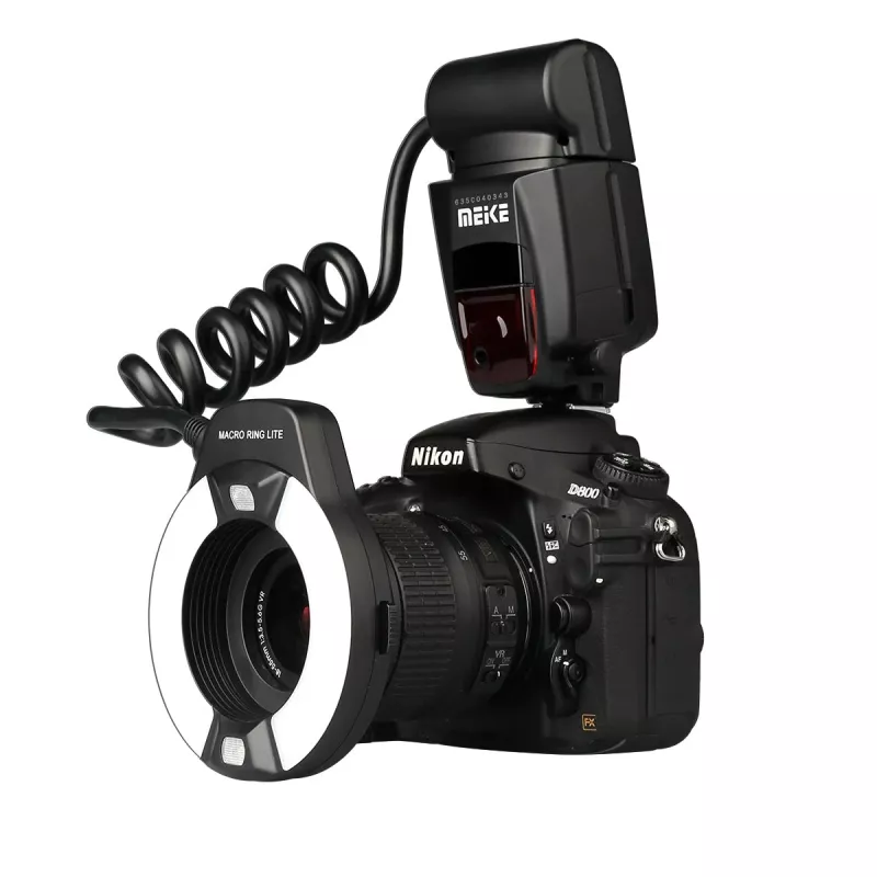 Flash anelar macro Meike MK-14EXT-N para câmaras Nikon DSLR