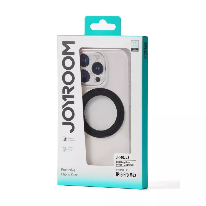 Capa ultrafina MagSafe JOYROOM JR-16JL6 para iPhone 16 Pro Max com anel suporte rotativo 360° - Preto