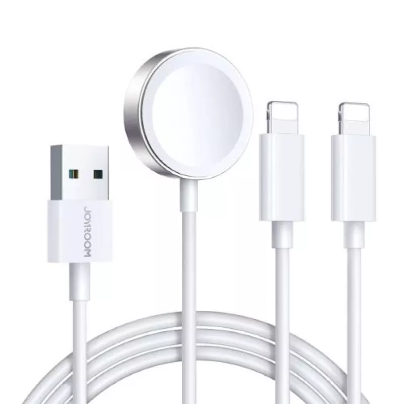 Cabo de carregamento magnético 3 em 1 Joyroom S-IW007 USB-A para Lightning/USB-C/Micro USB 1,2m Branco
