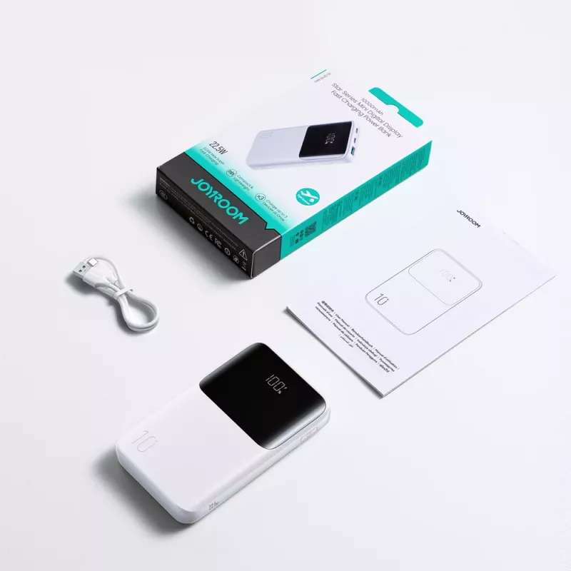 Powerbank Joyroom JR-QP191 Star Series Mini 10000 mAh 22,5W com ecrã digital Branco