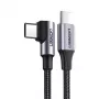 Cabo USB-C para USB-C em ângulo Ugreen Power Delivery 60W 20V 3A 2m preto-cinzento (US255 50125)